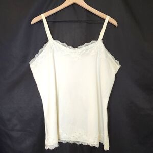 Apt.9 NWT Women's Lace Cami Top‎ Sz 1X Ivory Marshmallow Cotton Y2K Retro Summer